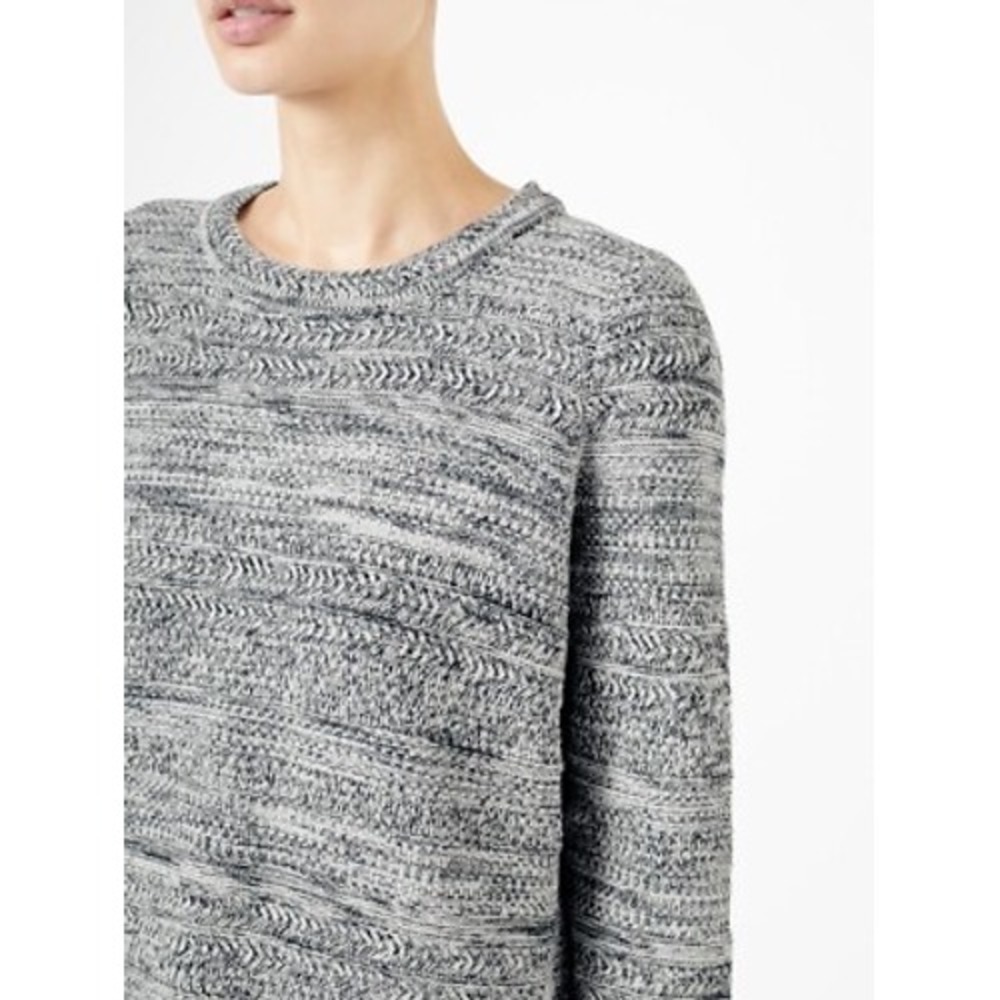 Ann Taylor Black White Marled Knit Crewneck Pullover Sweater - Size L